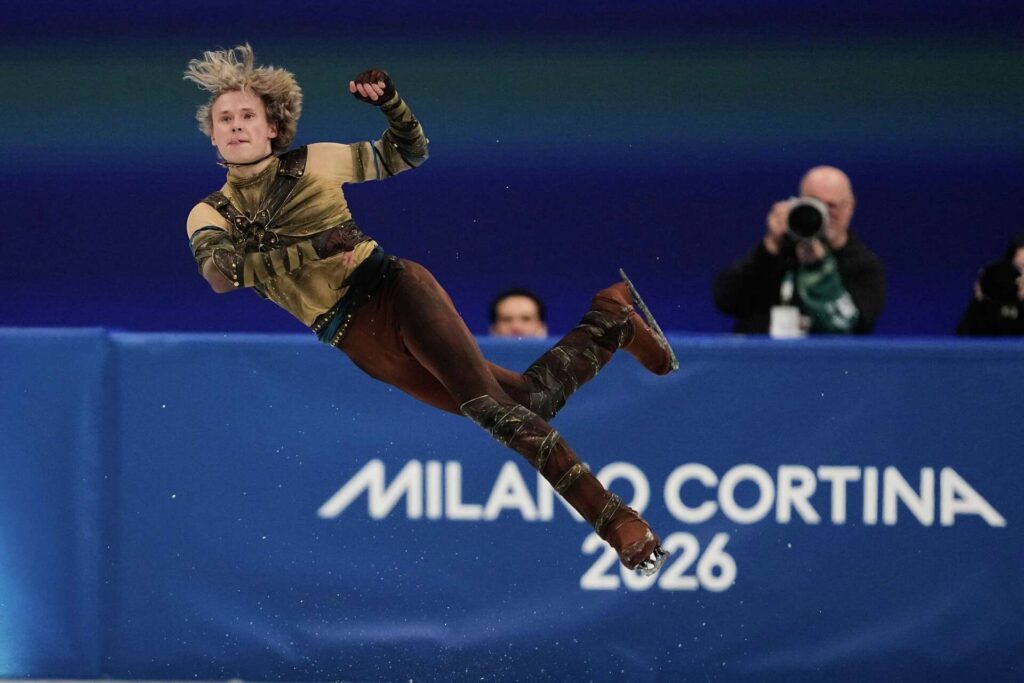 Ilia Malinin of the United States competes during the men's figure skating short program at the 2026 Winter Olympics